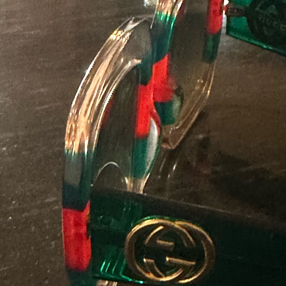 Gucci Transparent Sunglasses with Red and Green Accents